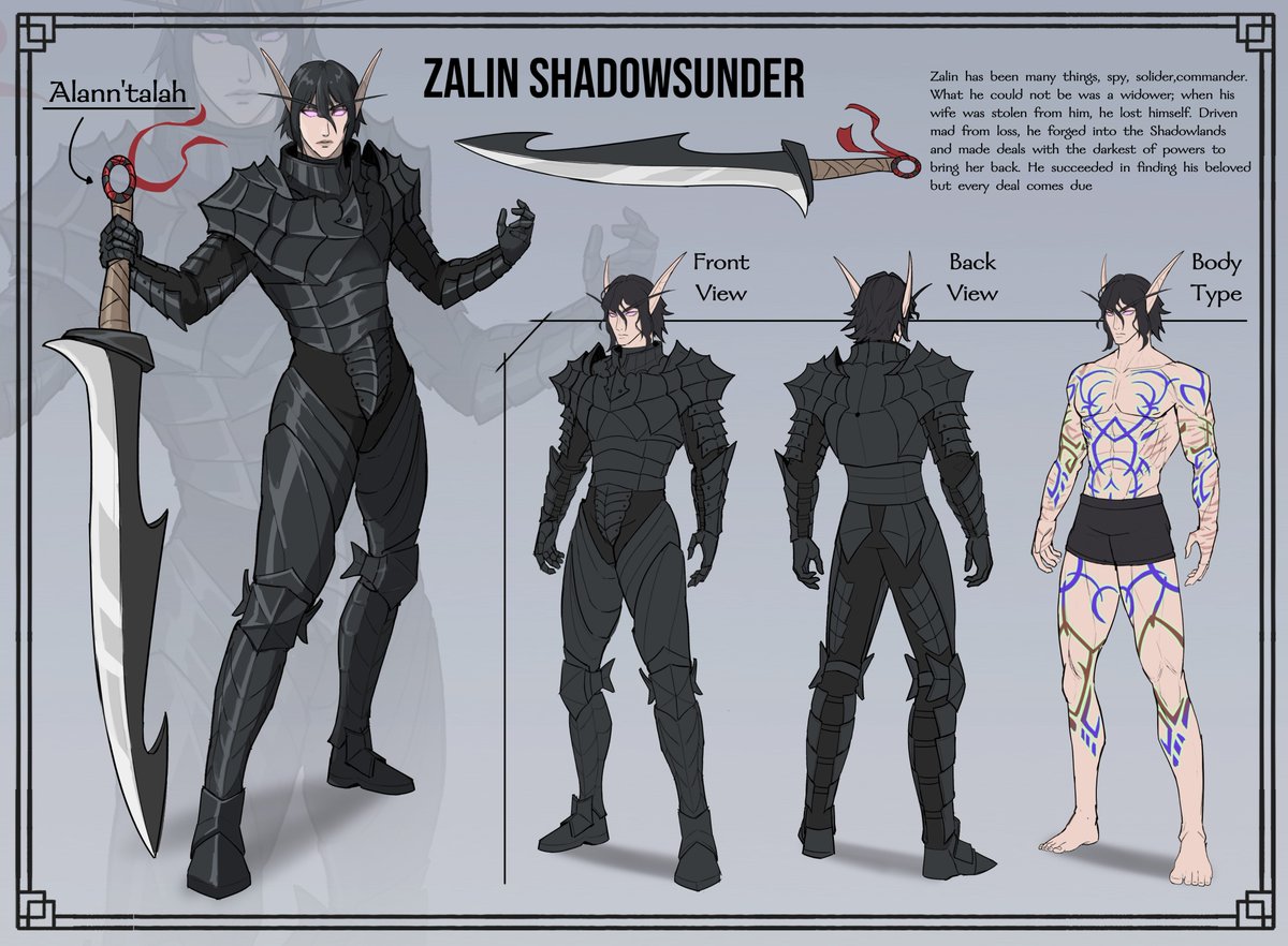 NeonLaboratory's tweet image. Character sheet for Zalin Shadowsunder
Character by @curiouslich 

Thank you for using our service 

#neonlab #charactersheet #oc #knight #armor