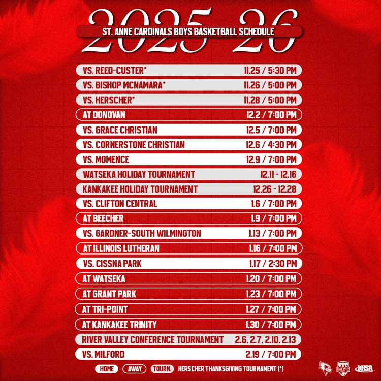 Mark those calendars! 🐦🏀

Cardinals boys basketball is just under two weeks away from tipping off their season. We hope you join us for another action-packed Cardinals basketball season!

#CardinalCulture