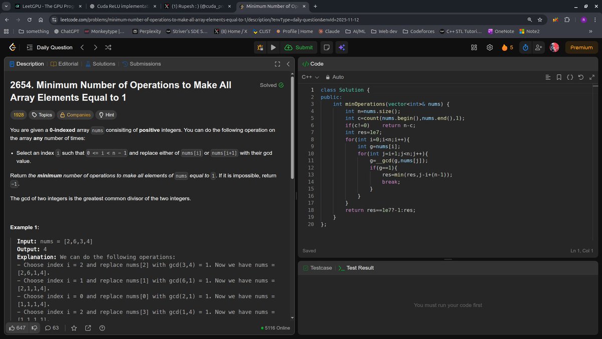 cuda_programmer's tweet image. Day 3 of GPU Programming

-implemented ReLU activation for 1D array
-Did potd leetcod
-explored how GPUs handle element-wise operations in parallel 

#100DaysOfGPU #CUDA #GPUProgramming #ParallelComputing #AI #DeepLearning #100DaysOfCode #MachineLearning #NVIDIA #CodingJourney
