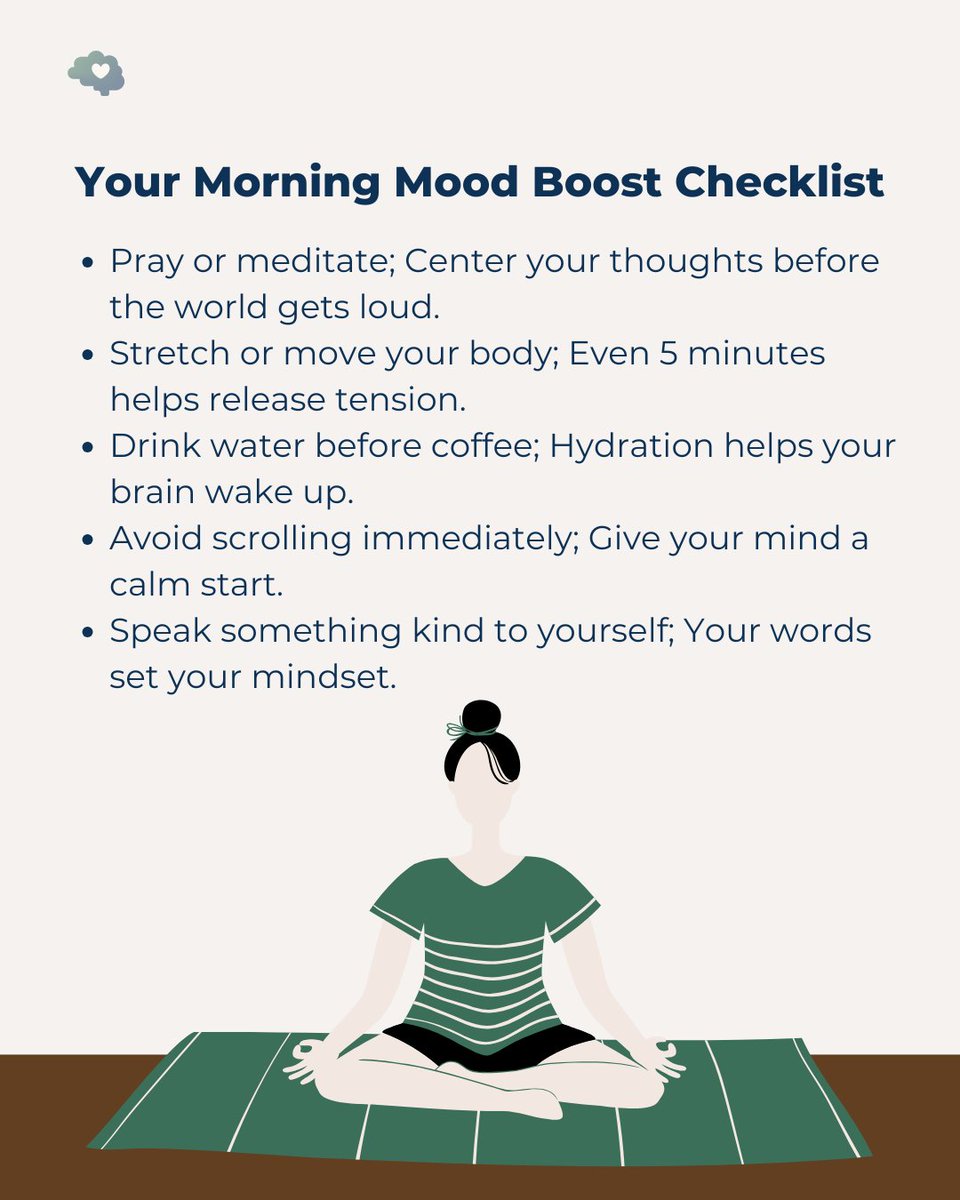 safemindproject's tweet photo. A short prayer, stretching, or even drinking water before picking up your phone can make a real difference.

💬 Which of these habits will you try tomorrow?

#TheSafeMindProject #TheSafeMindProject25 #ThriveMentally https://t.co/A3fAKxiSzp