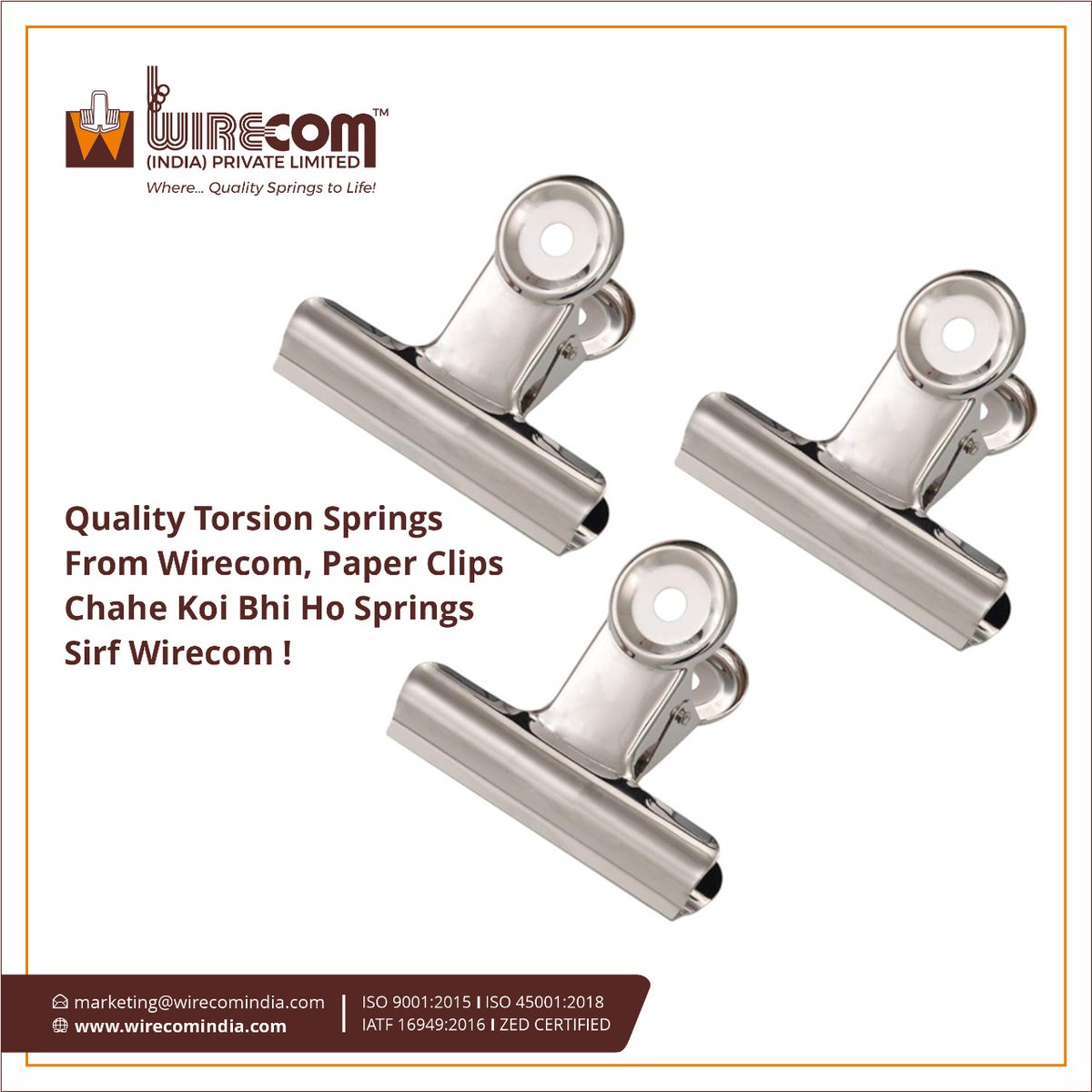 WirecomIndia's tweet image. Quality springs make all the difference! From paper clips to heavy-duty torsion springs we deliver Precision-engineered torsion springs built for performance, reliability, and durability.

#torsionspring #paperclips #springsthatmatter #spring #springs #compressionspring #wirecom