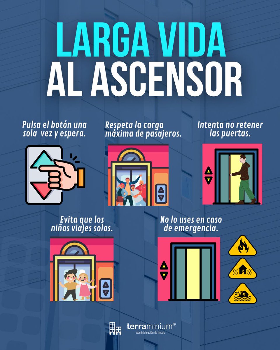 Terraminium's tweet image. &quot;La mejor forma de alargar la vida de un ascensor es prevenir, no reparar.&quot; Así que, si usamos correctamente el #ascensor conseguiremos alargar su vida.

Y sobre todo evita fumar (recuerda que está prohibido 🚭).

terraminium.com
#terraminium #consejosterraminium