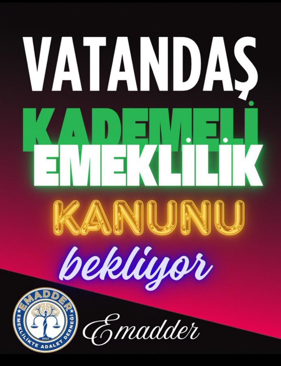 —Meclisin görevi <a href="/TBMMresmi/">TBMM</a> milletin hakkını korumaktır.

-08.09.1999 sonrası mağdur ettiğiniz Sgk’lılar KADEMELİ EMEKLİLİK için çözüm bekliyor

<a href="/Akparti/">AK Parti</a> <a href="/isikhanvedat/">Prof. Dr. Vedat Işıkhan</a> <a href="/vedatbilgn/">Vedat Bilgin</a> <a href="/TBMMGenelKurulu/">TBMM Genel Kurulu</a> <a href="/hby34/">Hasan Basri Yalçın</a> <a href="/zorlu77/">Prof.Dr.Kürşad ZORLU</a> <a href="/_cevdetyilmaz/">Cevdet Yılmaz</a> <a href="/yusufbeyazit60/">Av. Yusuf Beyazıt</a>

<a href="/EmadDernegi/">EMEKLİLİKTE ADALET DERNEĞİ ⚖️</a> #KademesizBütçeOlmaz