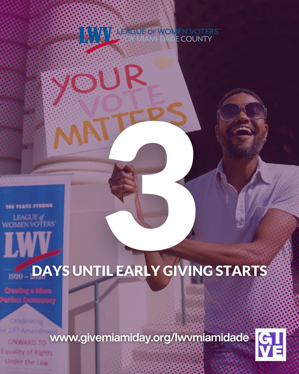 Only 3 days until Early Giving begins for Give Miami Day 2025!

The Give Miami 5K this Sunday, November 16, is officially sold out but you can still join the fun with us at the free festival!

Register to attend here: eventbrite.com/e/give-miami-f…