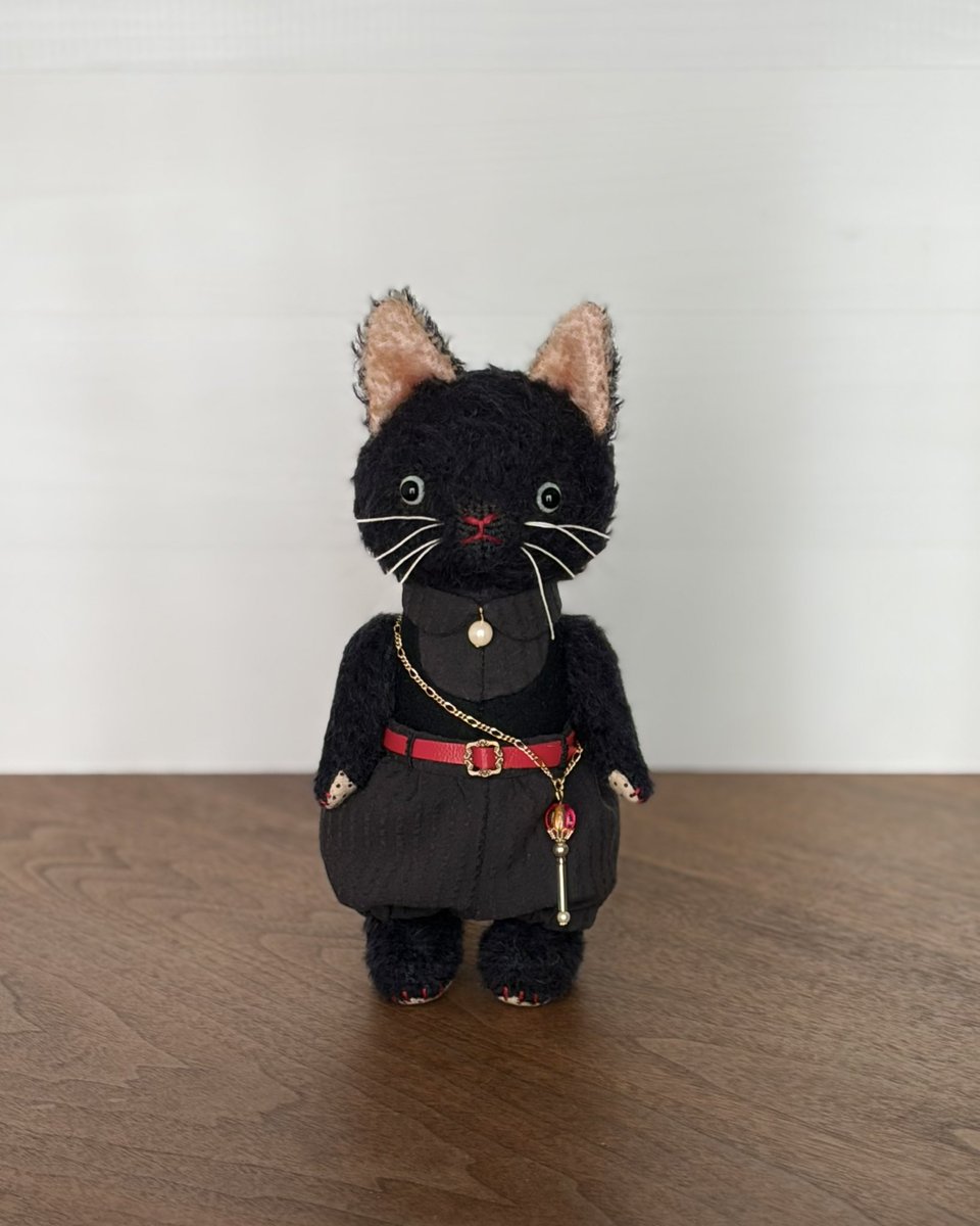 ドールアニマルに連れて行く子の紹介✨ クロスボディーの黒猫 もっと毛