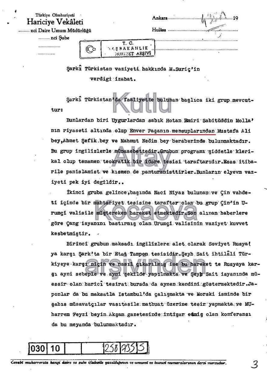 Sovyetler Birliği'nin Ankara büyükelçisinin 1934 yılında Türkiye'ye sunduğu Şarkî Türkistan raporu... Enver Paşa'nın rûhu, hem Doğu Türkistan'da, hem Moskova'da...