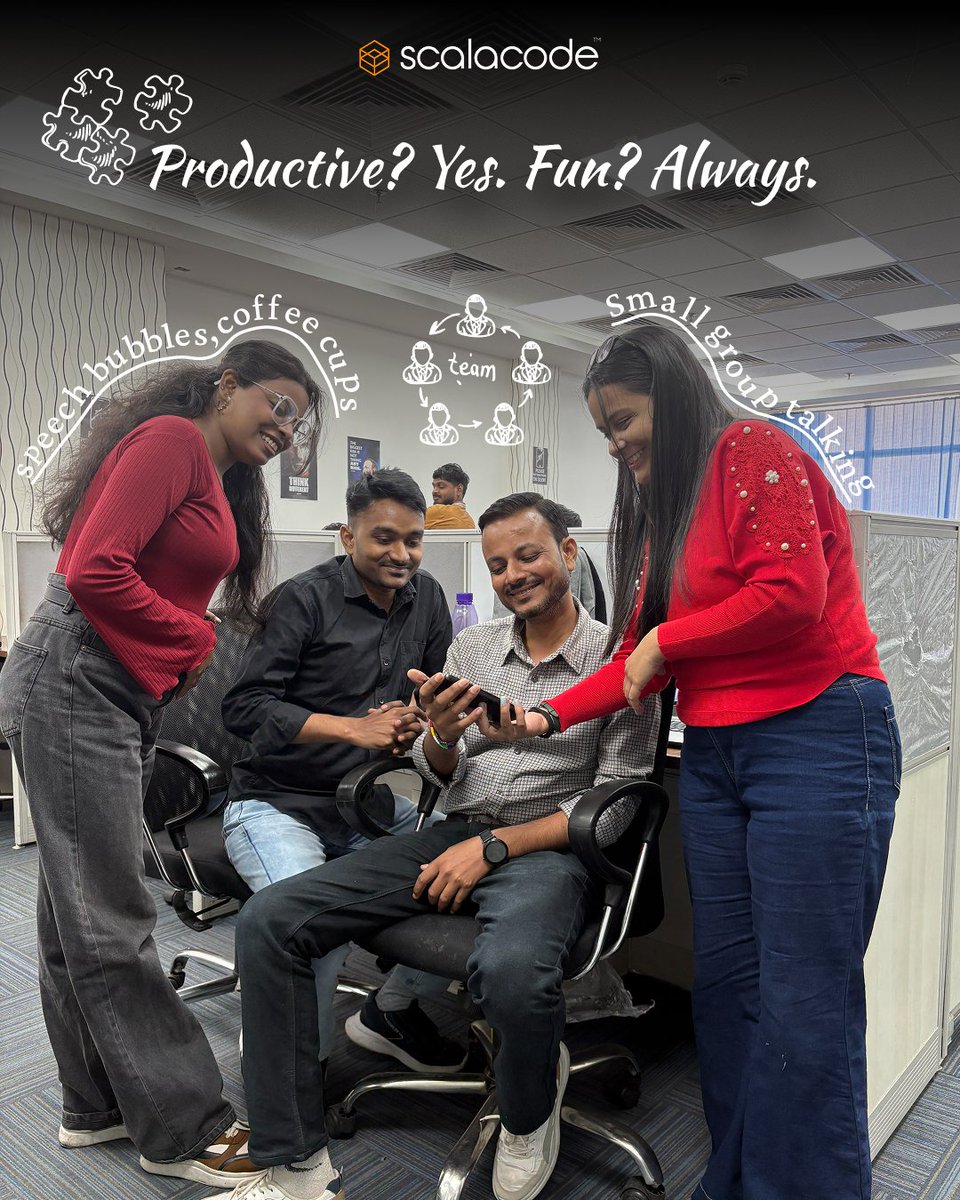 scala_code's tweet image. From Monday motivation to Friday fun — our office energy never fades! 

#LifeAtScalaCode #Teamwork #WorkCulture #FridayVibes #Scalacode