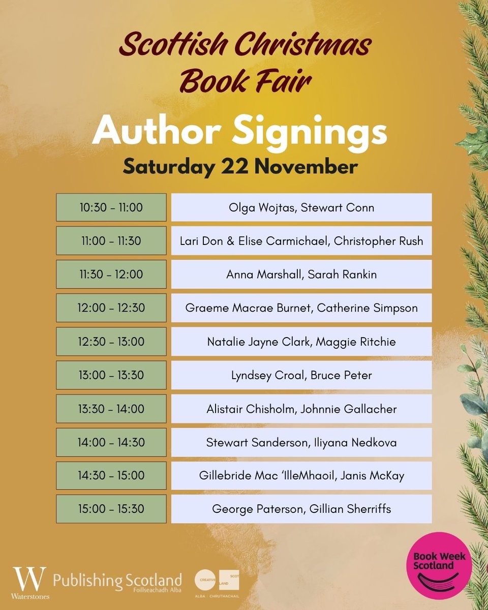 PublishScotland's tweet image. It's coming! The Scottish Christmas Book Fair! Incl. @ClareCoghill @MatthewLLand @LariDonWriter @GMacraeBurnet @nataliejayclark @MallonRitchie @writerlynds @alastair_ch @stewartasanders @IliyanaNedkova @gfpaterson &amp;amp; more!

Scottish Christmas Book Fair | Publishing Scotland
