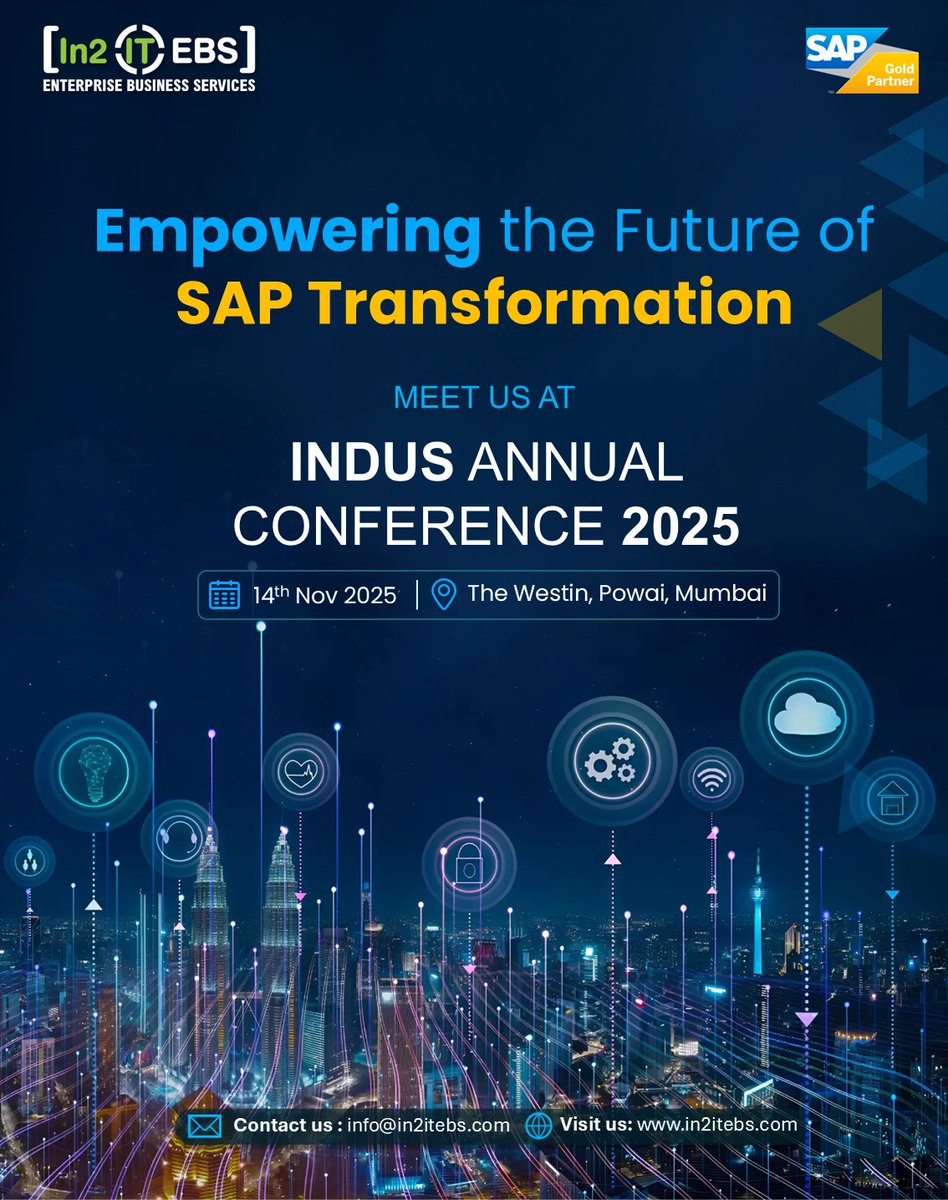 in2itebs_'s tweet photo. We’re gearing up for the INDUS Annual Conference 2025 — where innovation meets impact!
Join us in Mumbai at Westin, Powai, on 14th Nov to explore how together we can shape the next generation of intelligent enterprises.
Contact us📩 info@in2itebs.com
#INDUS2025 #SAP #In2ITEBS https://t.co/5jzHjKauIp