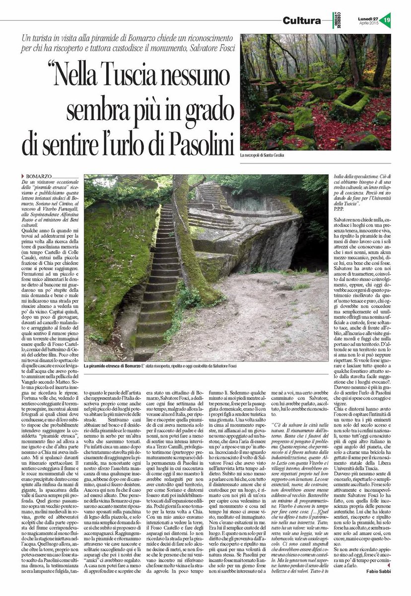 f_sabbi's tweet photo. #pierpaolopasolini #pasolini #salvatorefosci #tuscia #chia #bomarzo #piramideetrusca https://t.co/aeL0lAgVfJ
