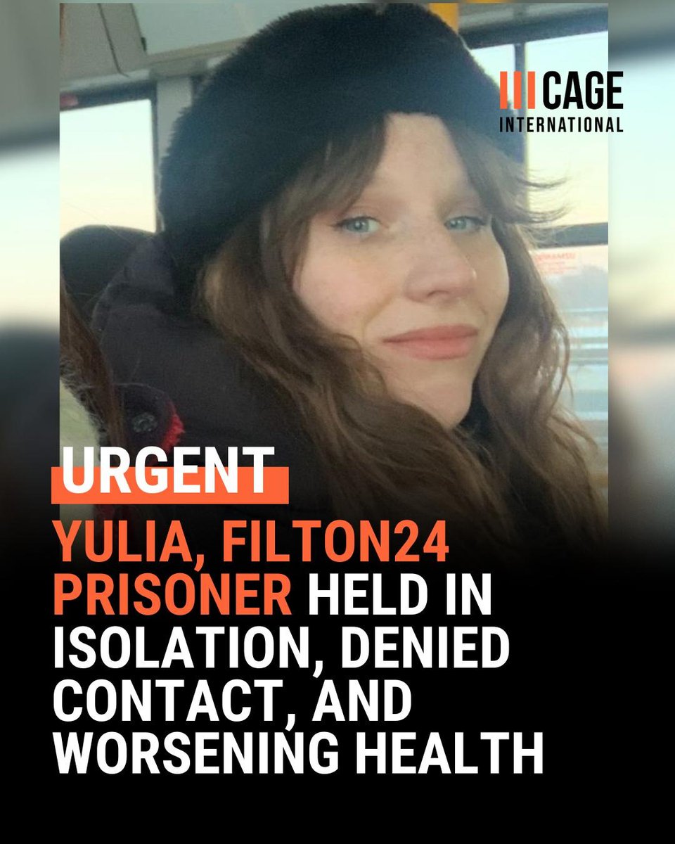 🚨 URGENT TAKE ACTION: Yulia, Filton24 Prisoner held in isolation, denied contact, and worsening health 

Yulia was forcibly moved from HMP Bronzefield on 3rd October, where her health needs were being met. Since arriving at HMP Styal, her health has declined, and her rights are