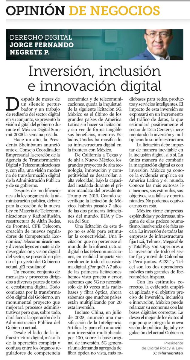 Las 3 i: "Inversión,  Inclusión e Innovación digital"
Durante #mexicodigitalsummit se presentó la vision digital de gobierno de la presidenta <a href="/Claudiashein/">Claudia Sheinbaum Pardo</a>. Un trabajo que de la visión, pasa a la ejecución con una nueva institucionalidad <a href="/AgenciaGobMX/">Agencia de Transformación Digital</a> <a href="/ALTANMx/">ALTÁN Redes</a> <a href="/CRTGobMX/">CRTGobMX</a>