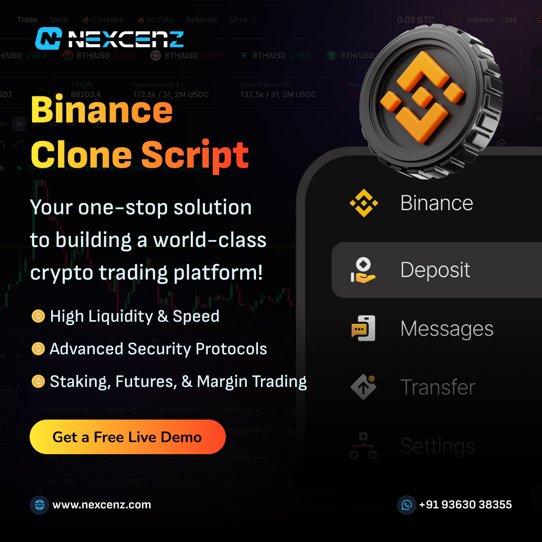 nexcenz's tweet image. Create your own world-class #Crypto exchange with our #BinanceCloneScript — high-performance #trading,multi-asset support,robust security &amp;amp; full customization.Launch your platform today!

Get Free Demo-nexcenz.com/binance-clone-…

#CryptoTrading #CryptoRewards #Web3Builders #P2P #CEX