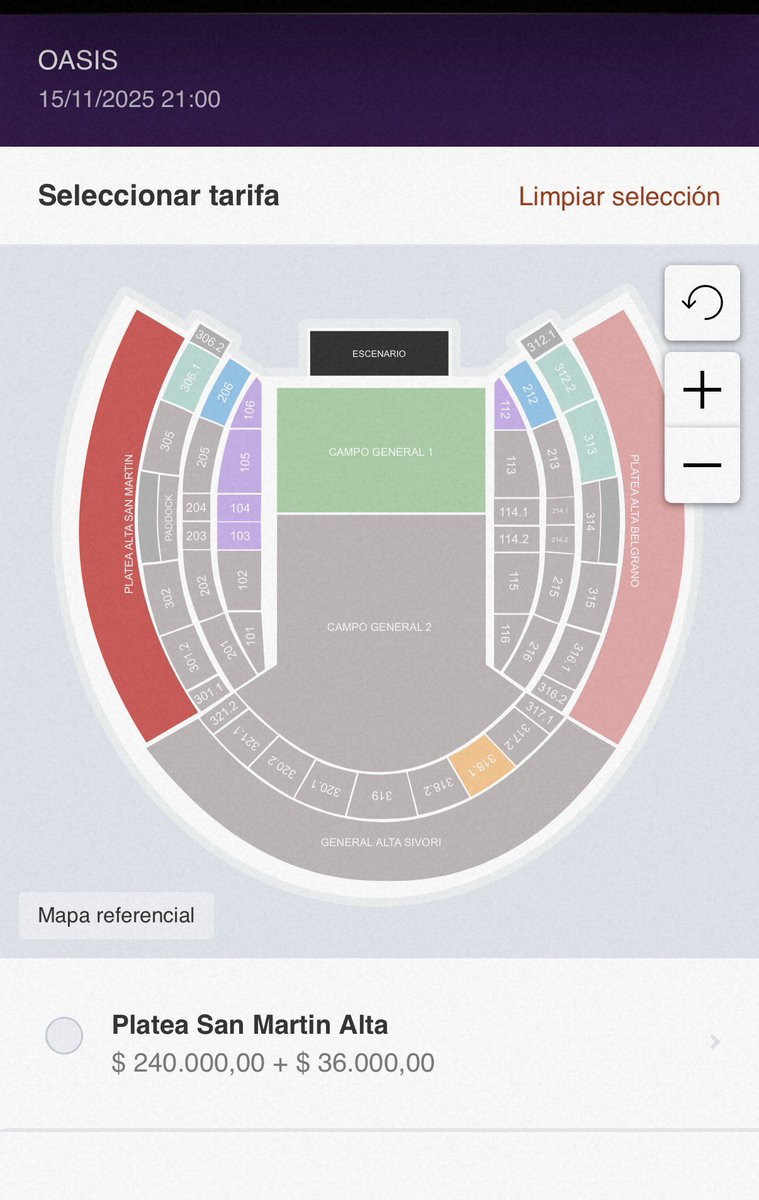 Hay plateas para Oasis