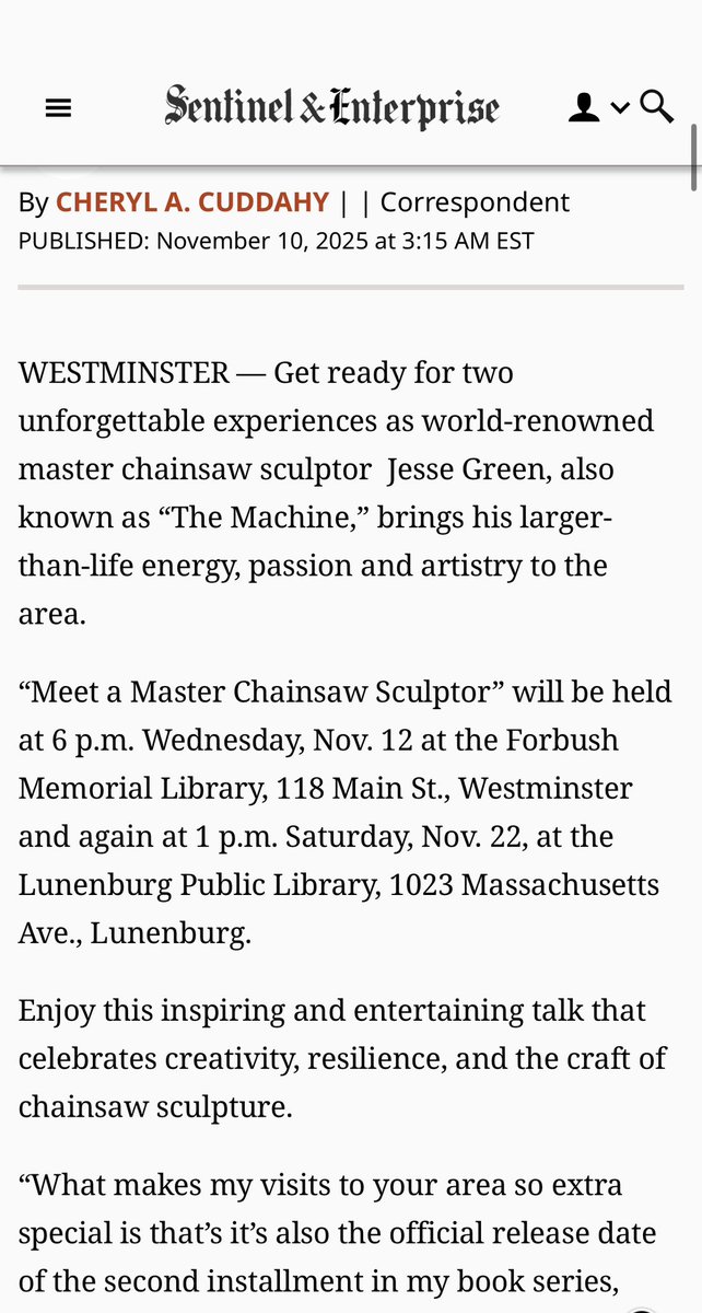 MachineJG's tweet image. At our wedding, one of our best men made the joke (which wasn’t exactly a joke); “I know Beth from the library. Jesse didn’t know we had one.” Well…  Better late than never? 🤷‍♂️

sentinelandenterprise.com/2025/11/10/cha…