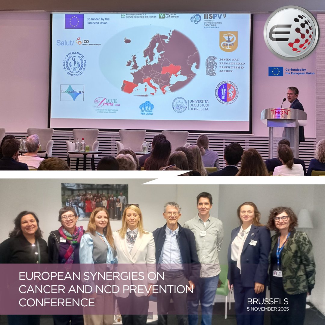 The #ELISAHProject and partners #PreventNCD, #PEACHD, #FILTERED &amp; #ShowUp4Health met at the European Synergies on Cancer &amp; NCD Prevention Conference 🇪🇺 in Brussels to advance collaboration on #CancerPrevention &amp; #NCDs. <a href="/EU_HaDEA/">HaDEA</a>   #HealthierTogether #EUHealth
