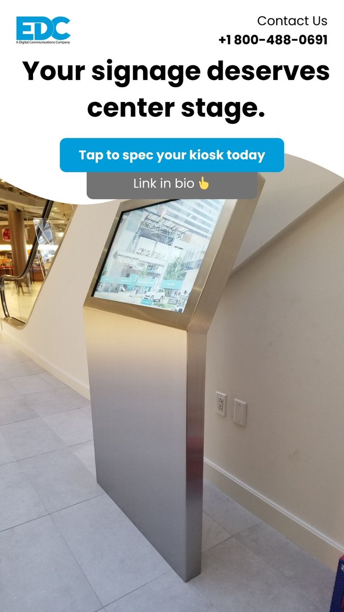 marketingedc35's tweet image. Your signage shouldn’t blend in — it should stand out💥
EDC’s freestanding kiosks bring flexibility, style &amp;amp; impact to any space.
✅Portable
✅ADA-friendly
✅Customizable
Make every display a statement.
📲Link in bio.

#DigitalSignage #SmartSpaces #KioskDisplay #BuildingDesign