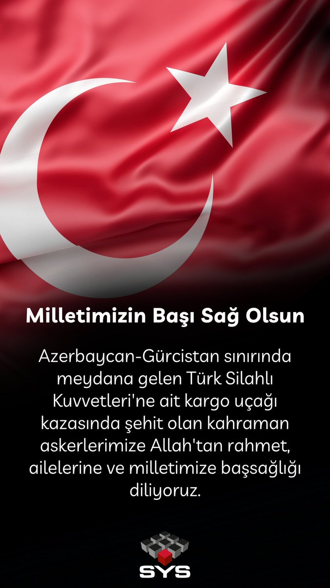 Azerbaycan-Gürcistan sınırında meydana gelen Türk Silahlı Kuvvetleri'ne ait kargo uçağı kazasında şehit olan kahraman askerlerimize Allah'tan rahmet, ailelerine ve milletimize başsağlığı diliyoruz.