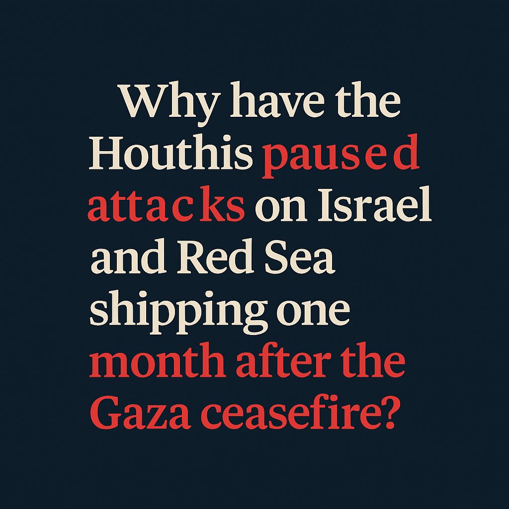 Amid further senior leadership losses, the #Houthi announcement to pause attacks on #Israel and international shipping — a month after the Gaza ceasefire — reflects a tactical pause, not full de-escalation, driven by survival, internal reconfiguration, and external signalling.