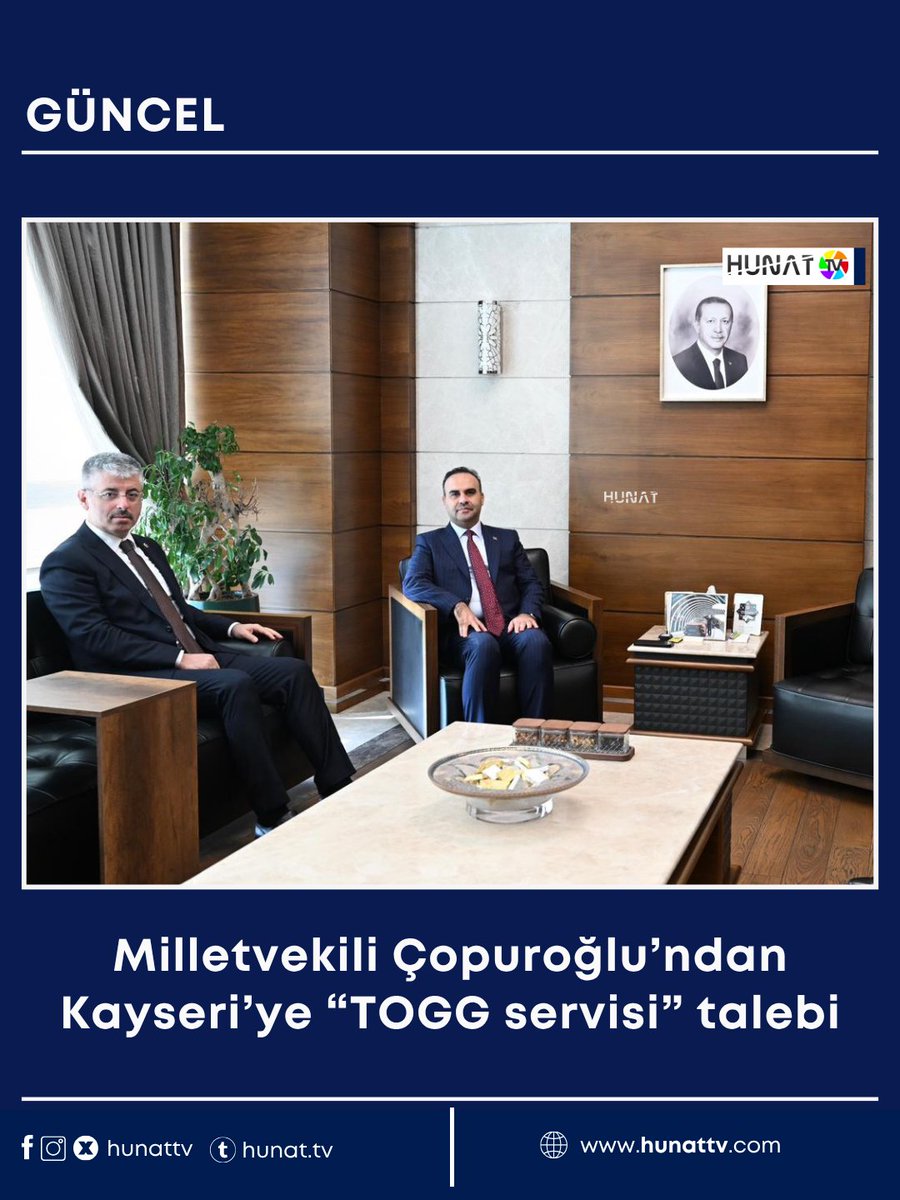 AK Parti Kayseri Milletvekili Şaban Çopuroğlu, Sanayi ve Teknoloji Bakanı Mehmet Fatih Kacır ile yaptığı görüşmede Kayseri’ye TOGG servisi kazandırılması için talepleri ilettiklerini duyurdu. 

<a href="/sabancopuroglu/">Şaban ÇOPUROĞLU</a>