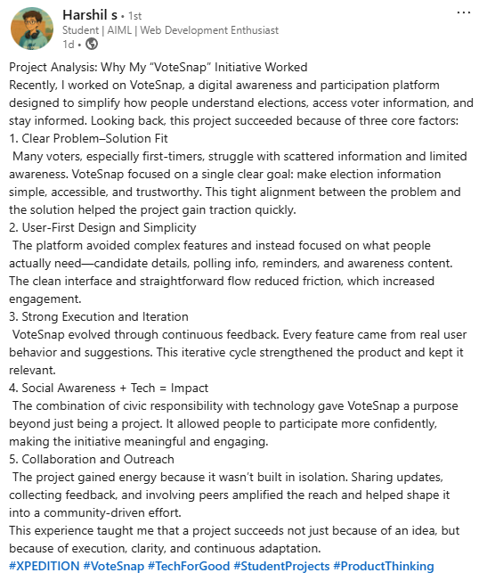 XPeditionClub's tweet photo. Putting the spotlight on our XPedition Club top performers! 

Real projects, teamwork, and hustle.

This is how student-led growth and community look in action. 

Proud to build, learn, and win together. 

#XPEDITION #StudentPower https://t.co/JKVVcp2R73