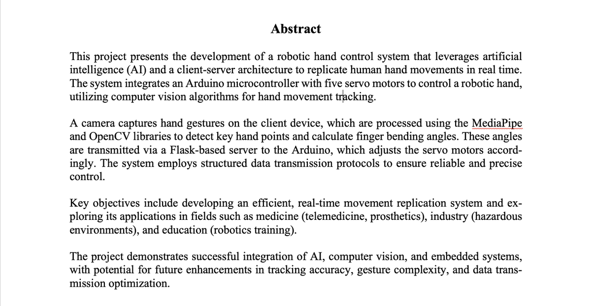 3x6dll9ff's tweet image. Decided to start sharing some of my many research projects. The first is Remote Control of a Robotic Hand Using Artificial Intelligence and Client-Server Architecture.

🚀 Read Here: docs.google.com/document/d/1vd…

#Robotics #AI #Arduino