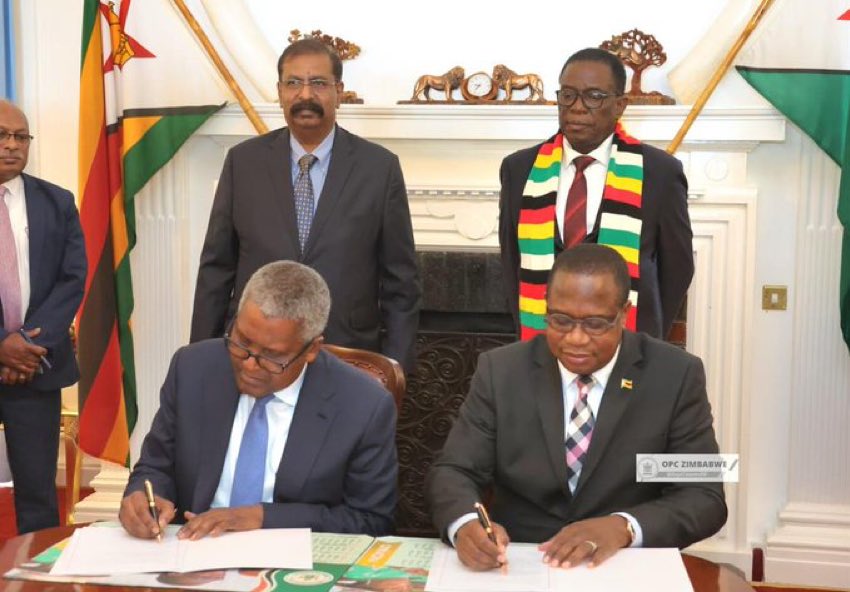 This afternoon Zimbabwe and the Dangote Group signed a global agreement focusing on areas of energy, cement, fertilizers and infrastructure where the group has expressed interest. A key transnational matter for Zimbabwe is an oil refinery and subregional pipeline project which