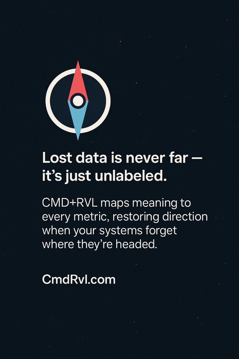 cmdrvl's tweet image. 🧭 Lost data is never far — it’s just unlabeled.
CMD+RVL maps meaning to every metric, restoring direction when your systems forget where they’re headed.

🌐 CmdRvl.com
#CmdRvl #DataMapping #ContextMatters #Metadata