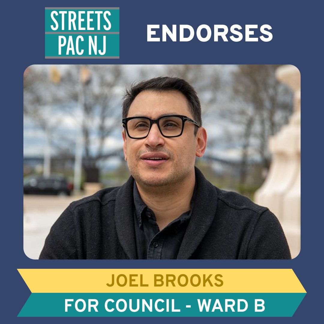 🚨 RUNOFF ALERT: StreetsPAC NJ Endorses Joel Brooks for Ward B🚨

Joel recognizes that Vision Zero is how you achieve a "Ward B for All". As the father of a young daughter he's spoke passionately about how the safety of all road users is important to him.

Vote Dec 2nd!