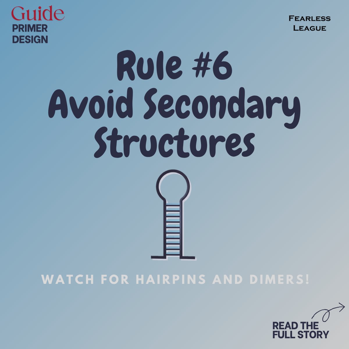 Fearless_League's tweet image. Hairpins, self-dimers, and cross-dimers mean your primers are busy binding themselves instead of your target.

Design for smooth, uninterrupted binding to DNA.

Full Article Here:
fearlessleague.com/resources/pcr-…

#PCRfail #LabMethods #GLP