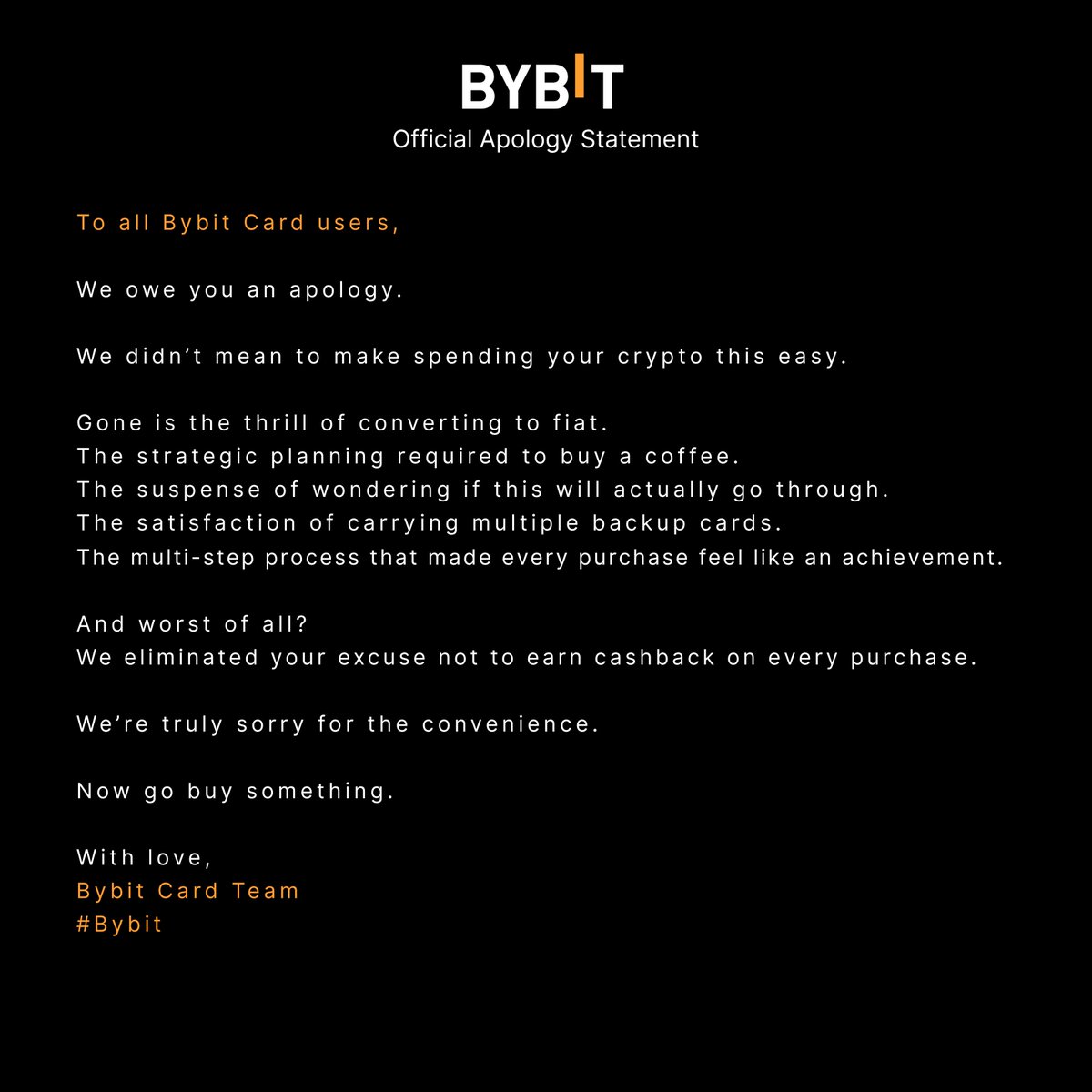 We regret our actions!