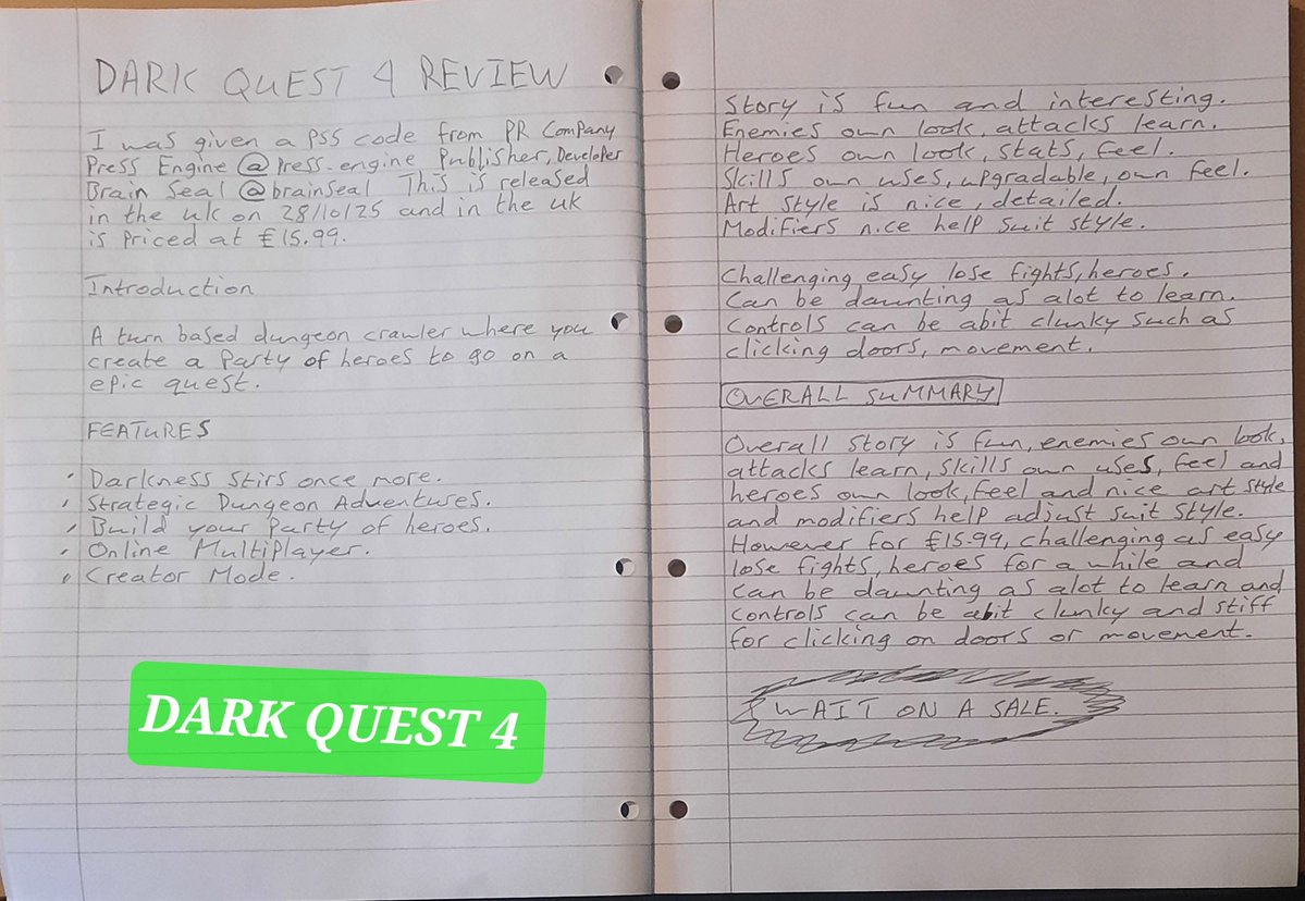 grimreapersage's tweet image. Hey everyone, please go check out my review Dark Quest 4 #PS5

Code via @press_engine

Pub, Dev @brainseal

Release 5/12/25

Price £15.99

3-MINUTE REVIEW

youtu.be/1JNytbPWT0A?si…

Playlist

youtube.com/playlist?list=…

Blog
 garylodgegamesreview.game.blog