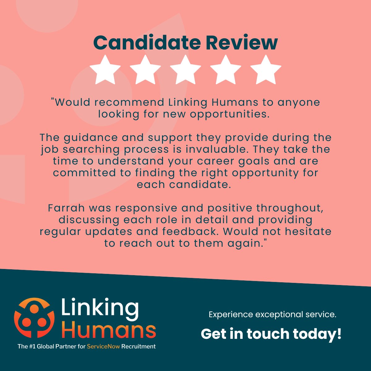 LinkingHumans's tweet photo. β¨Candidate Success Story! β¨
At Linking Humans, we take the time to understand every candidateβs career goals and are dedicated to finding the perfect ServiceNow opportunity β with guidance and support at every step.
#LinkingHumans #ServiceNowJobs #RecruitmentExcellence https://t.co/DZKISQqQC0