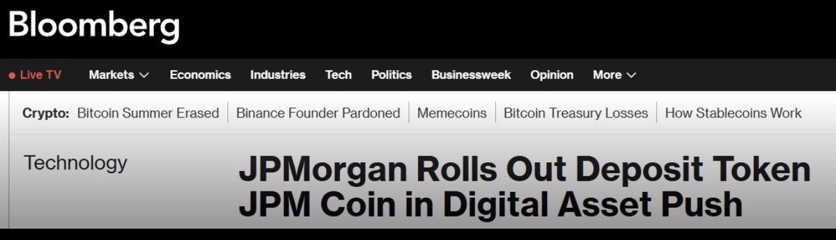 SDsharma2010's tweet photo. JPMorgan just launched JPM Coin, a blockchain-based deposit token for institutions.

Runs on Base Chain and enables 24/7 USD transfers https://t.co/6Ji0nNGJSS