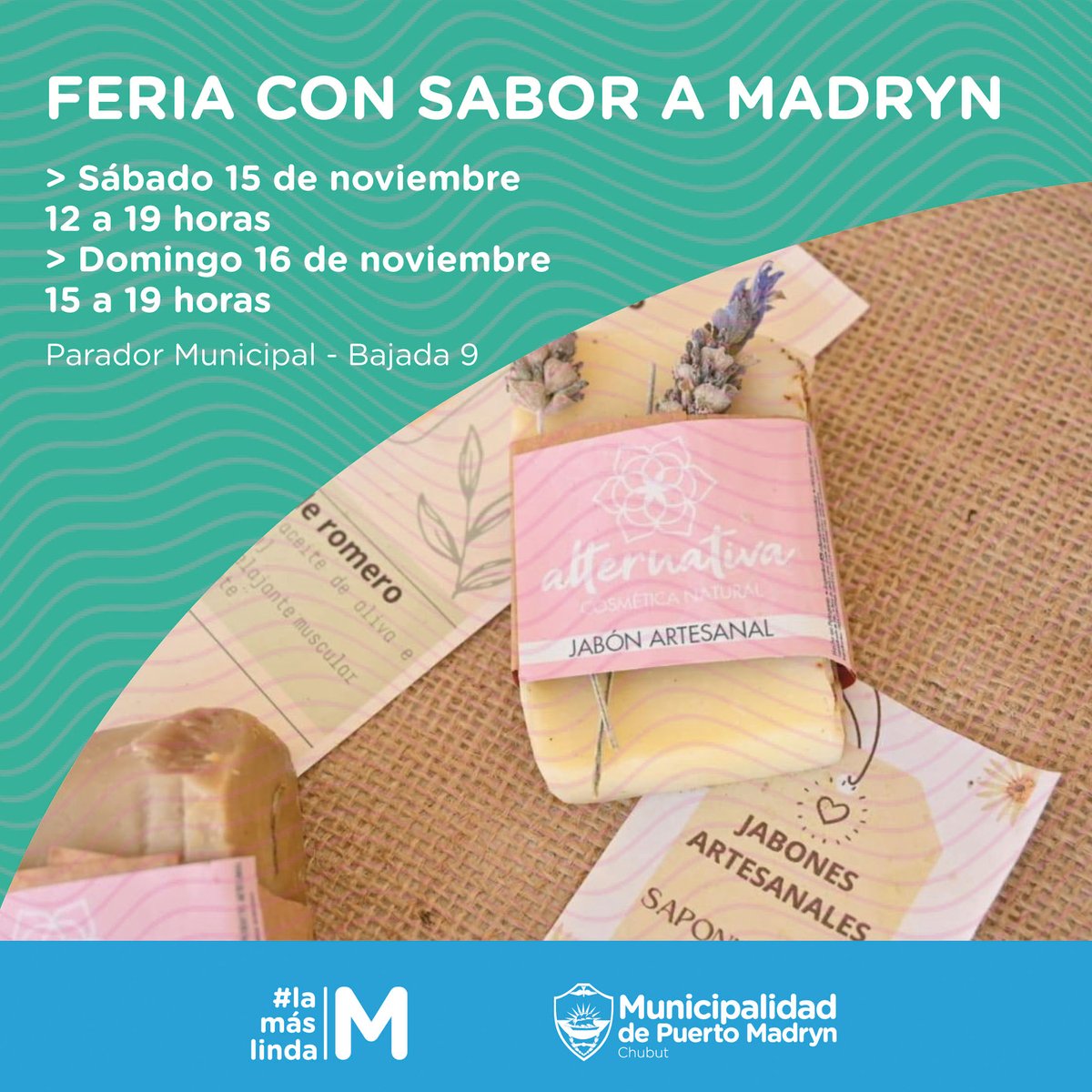DISFRUTÁ DE LA FERIA CON SABOR A #MADRYN TODO EL FIN DE SEMANA  
🛍️🌊🌞

Este fin de semana te esperamos en el Parador Municipal (Bajada 9) para disfrutar de la feria Con Sabor a Madryn 🤍

📅 Sábado 15 de noviembre → 12 a 19 hs.
📅 Domingo 16 de noviembre → 15 a 19 hs.