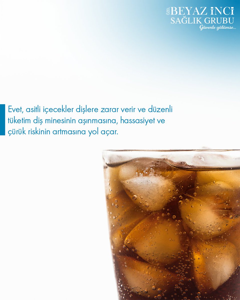 Asitli içecekler diş minesini aşındırır, hassasiyet ve çürük riskini artırır. 🦷🥤

📞 İletişim:
📍 Bayramyeri: 0258 241 06 06
📍 Adalet: 0258 377 40 77
📍 Kınıklı: 0258 212 02 02
📍 Yenişafak: 0258 410 16 16