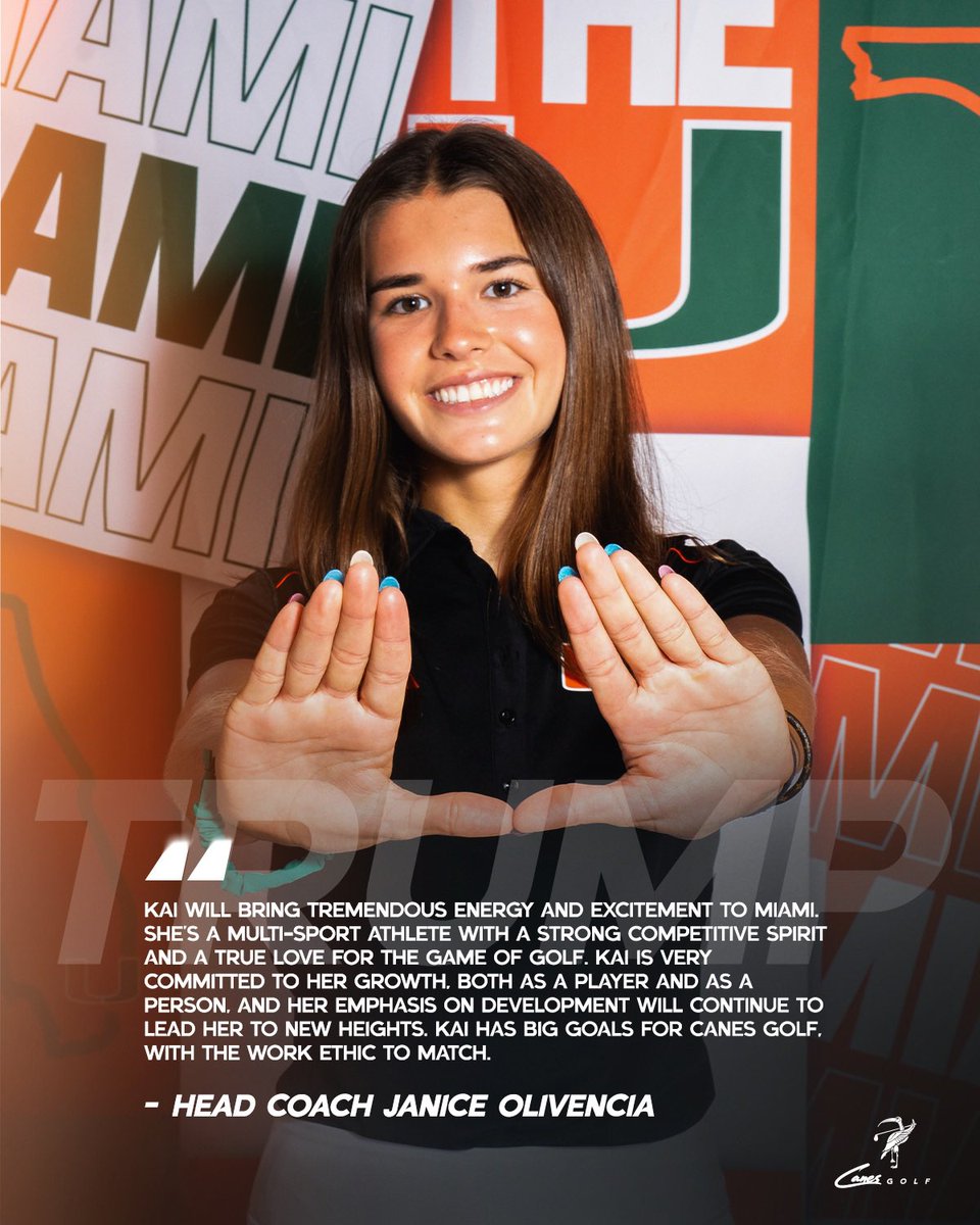 hurricanesgolf's tweet image. Welcome to The U! 🧡💚 

Excited to welcome our newest Cane to the Miami Golf family! 

@kaitrump