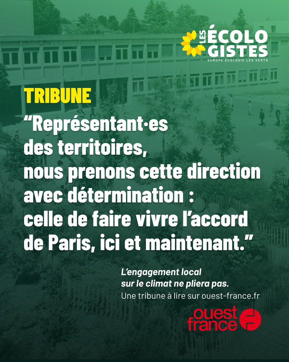 🗣️Alors que la #COP30 s’ouvre au Brésil, nos maires écologistes, aux côtés de plus de 400 élu·es locaux, réaffirment leur engagement à faire vivre les accords de Paris à l'échelle local

👉 v.gd/VTNTQC