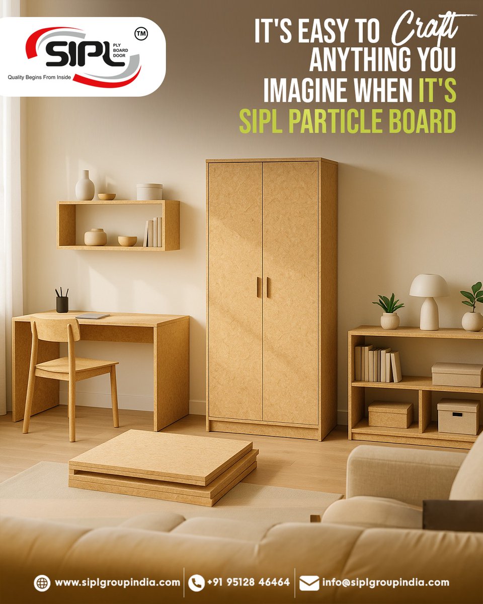 siplgroupindia1's tweet image. Build strong and stylish furniture with SIPL Particle Boards, perfect for desks, wardrobes, and shelves. Durable, and easy to craft for every home project

siplgroupindia.com
+91 95128 46464
 info@siplgroupindia.com

#SIPL #ParticleBoard #FurnitureMaking #InteriorDesign