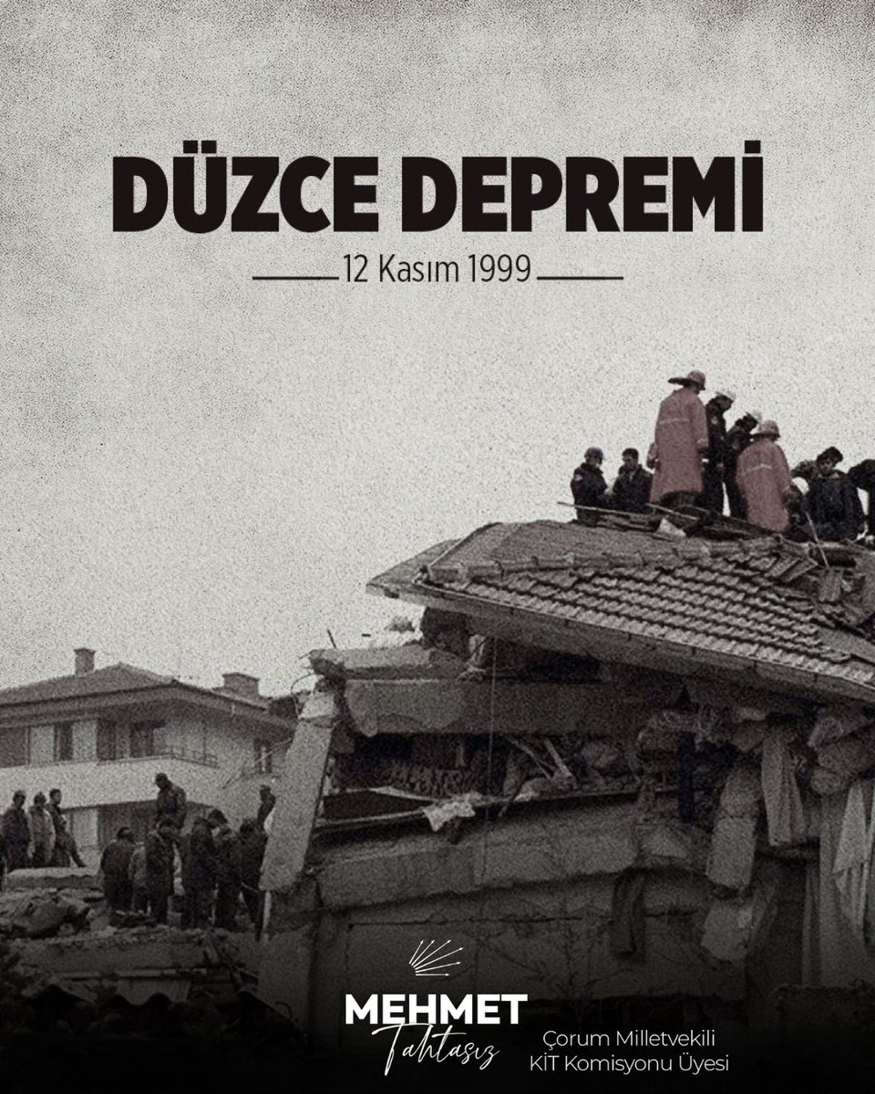 12 KASIM DÜZCE DEPREMİ’NİN 26. YILI 

26 yıl önce, 12 Kasım 1999’da yaşanan Düzce Depremi’nde hayatını kaybeden tüm vatandaşlarımızı rahmetle anıyor; acıları hâlâ yüreğinde taşıyan ailelerimize sabır ve dayanma gücü diliyorum.

Bu büyük felaket, bize bir kez daha hatırlatıyor ki;