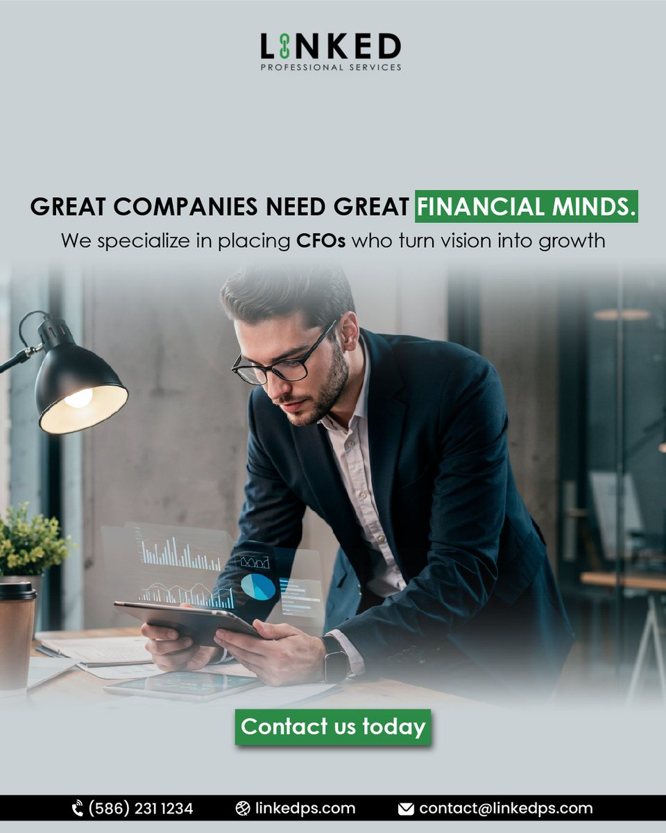 Linked_P_S's tweet image. Strong leadership starts with the right financial expertise. At Linked PS, we connect companies with CFOs who bring strategic insight, stability, and growth to your business.

📷 linkedps.com

#linkedps #financialstaffing #cfosolutions #executivesearch