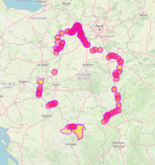 When working with maps, it's always useful to see how the data truly looks. For example, when using a Geofabrik extract of the Centre region, some communes get truncated along the edges. #openstreetmap