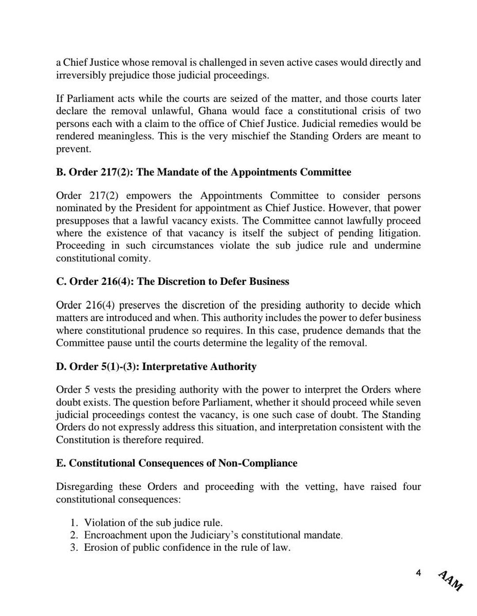 STATEMENT ON THE NOMINATION AND VETTING OF JUSTICE PAUL BAFFOE - BONNIE AS CHIEF JUST