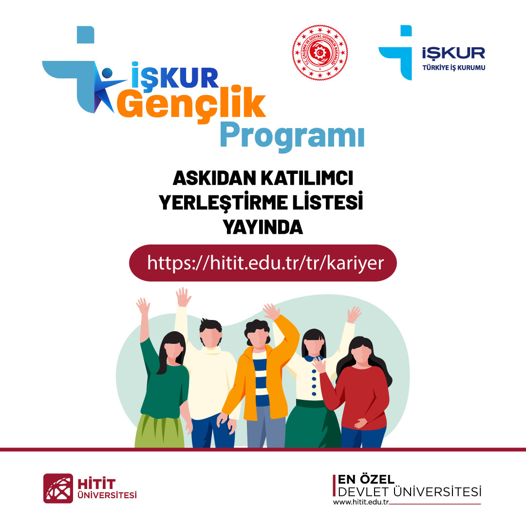 İŞKUR Gençlik Programı kapsamında istihdam edilmeye hak kazanan ve belge değerlendirme süreci askıda olan öğrencilerimizin yerleştirme listesi web adresimizde yayınlandı.

hitit.edu.tr/tr/kariyer

<a href="/HituKurumsal/">Hitit Üniversitesi</a>