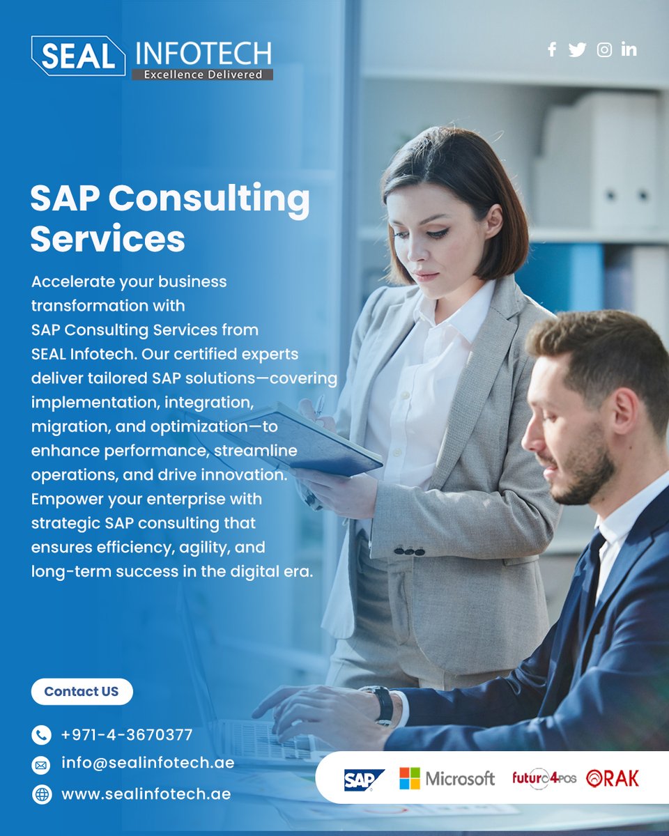 sealinfotech's tweet image. At SEAL Infotech, we provide comprehensive SAP Consulting Services designed to help organizations achieve digital excellence and operational efficiency. 

📞 +971-4-3670377
🌐 sealinfotech.ae
📧 info@sealinfotech.ae 

#sealinfotech #sapconsulting #sapexperts #clouderp