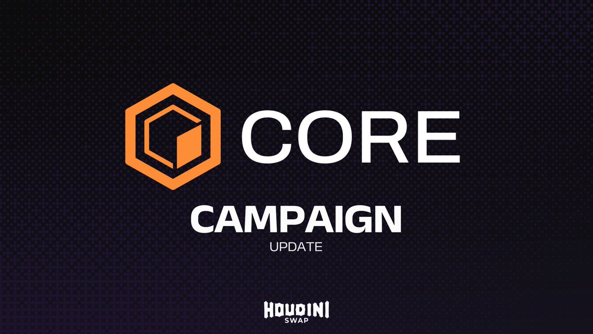 HoudiniSwap's tweet image. The goal with our $10,000 CORE campaign was always to reward genuine bridging into Core, not wash wrapping volume.

That being said, we’ve removed all wrapping volume from the Core leaderboard to keep things fair for real users, and we’re extending the campaign until the end of…