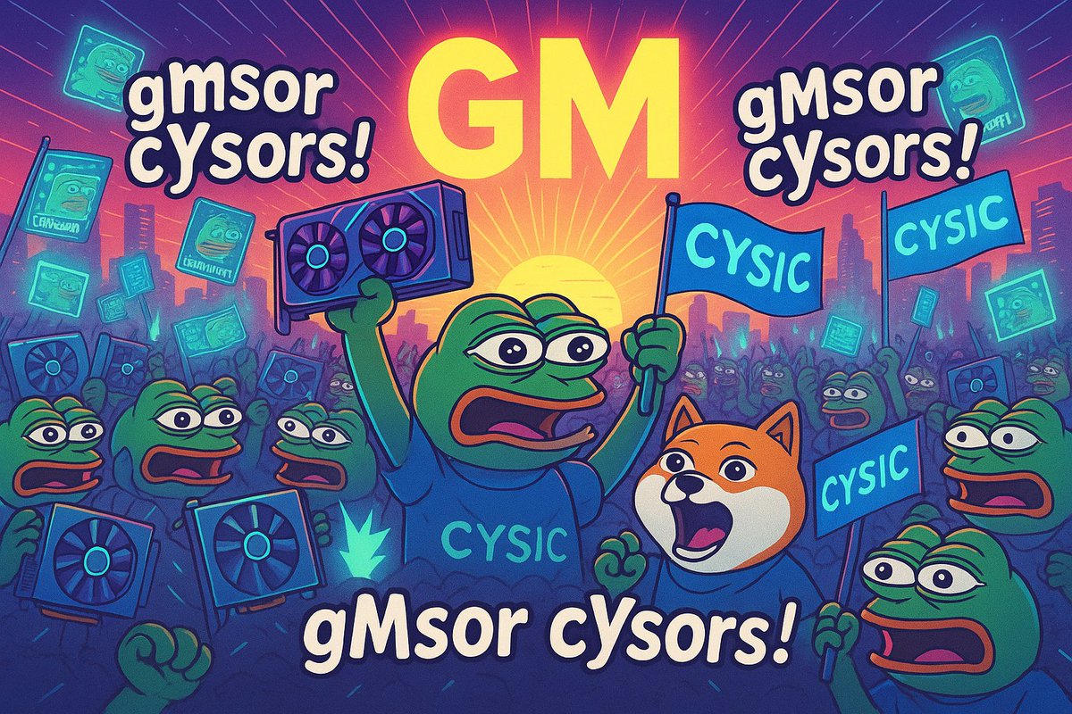 Most projects send one “gm” tweet a week.
Cysic’s community wakes up and drops an entire meme airstrike. <a href="/cysic_xyz/">Cysic</a> 

Narrative (Setup → Contrast → Payoff)

A normal crypto gm:

2 likes

1 bot comment

0 soul

A Cysic gm:

200 custom memes

Pepe eating GPUs for breakfast