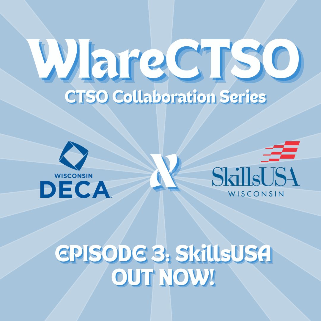 The third episode of the WIareCTSO Collaboration Series is here! Go to Wisconsin DECA’s YouTube to watch Wisconsin SkillsUSA’s Secondary President deliver great insights into student leadership within advocacy! #wideca #skillsusawi #CTE