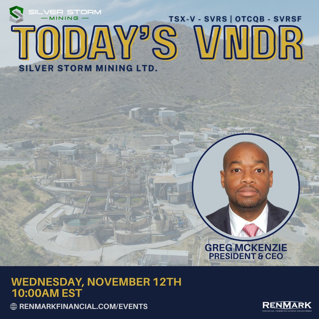 ⚒️ <a href="/TSXSVRS/">Silver Storm Mining (TSX-V: SVRS | OTCQB: SVRSF)</a> (TSX-V: $SVRS | OTCQB: $SVRSF) is driving the future of silver production in Mexico’s historic mining districts.

📅 Nov 12 | 🕙 10AM ET
🔗 ow.ly/4IOX50XnSWW

#SilverStormMining #Silver #Mining #RenmarkVNDR