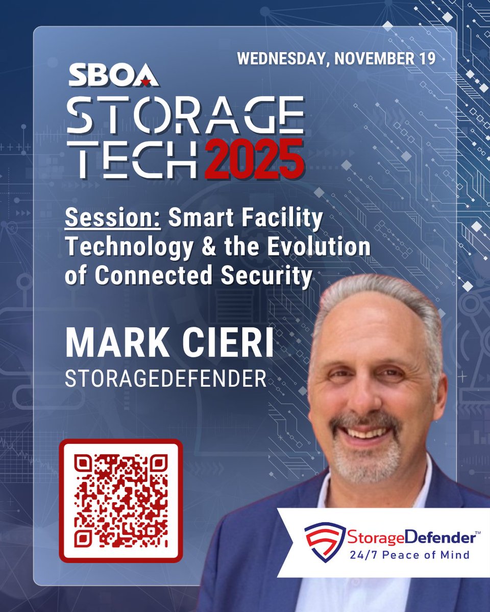SPEAKER HIGHLIGHT: Don't miss Mark Cieri, CEO &amp; Co-Founder of StorageDefender during his #StorageTech2025 Session: Smart Facility Technology &amp; the Evolution of Connected Security

Register now for 25% off and claim your All-Access Replay pass: bit.ly/storagetech25t…